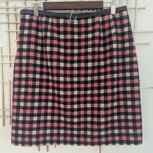 Talbots Plaid Wool Blend Mini Skirt‎ Black Pink White Retro Twee Academia Preppy